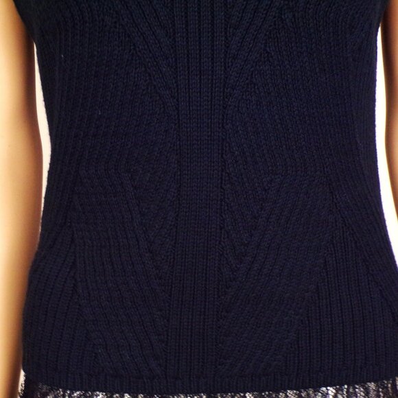 EXPRESS size S black knit short-sleeve turtle-neck pullover top cotton blend - Picture 13 of 16